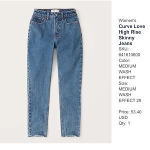 A&F Curve Love High Rise Skinny Jeans